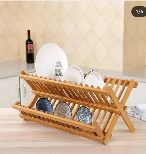 Wooden Bamboo Dish Rack. Strong Stady Wooden Kitchen Utensil Storage Rack